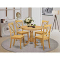 HomeStock Belmont 5 Pc Kitchen table set with a Dining Table and 4 Wood Seat Chairs in Oak