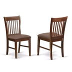Ensemble de salle à manger 5 pièces en bois HomeStock Belmont comprenant une table à rabats et 4 chaises de salle à manger modernes avec assise en tissu de lin, finition acajou