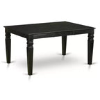 Table de cuisine rectangulaire HomeStock Belmont 5 pièces 42/60 pouces avec rallonge papillon de 18 pouces à rangement automatique et quatre chaises Parson avec pieds noirs