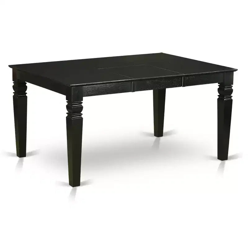 Table de cuisine rectangulaire HomeStock Belmont 5 pièces 42/60 pouces avec rallonge papillon de 18 pouces à rangement automatique et quatre chaises Parson avec pieds noirs