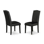 Table de cuisine rectangulaire HomeStock Belmont 5 pièces 42/60 pouces avec rallonge papillon de 18 pouces à rangement automatique et quatre chaises Parson avec pieds noirs