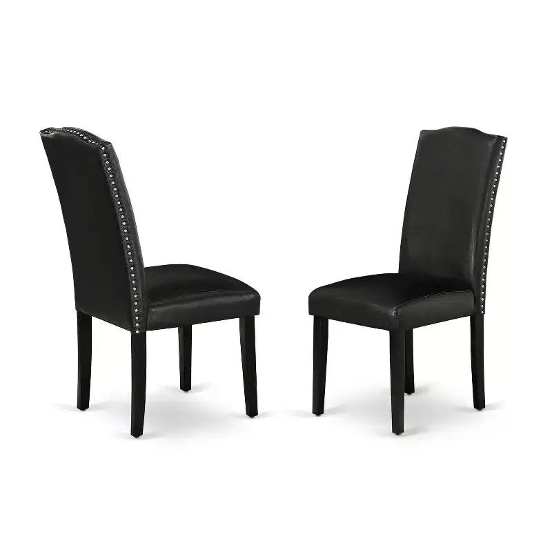 Table de cuisine rectangulaire HomeStock Belmont 5 pièces 42/60 pouces avec rallonge papillon de 18 pouces à rangement automatique et quatre chaises Parson avec pieds noirs