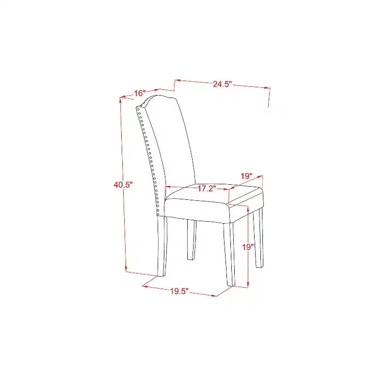 Table de cuisine rectangulaire HomeStock Belmont 5 pièces 42/60 pouces avec rallonge papillon de 18 pouces à rangement automatique et quatre chaises Parson avec pieds noirs