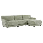 Ensemble de canapé d'angle en forme de L avec pouf, canapé 3 places en chenille avec assise extra-large et USB, 110