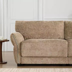 Ensemble de canapé d'angle en forme de L avec pouf, canapé 3 places en chenille avec assise extra-large et USB, 110