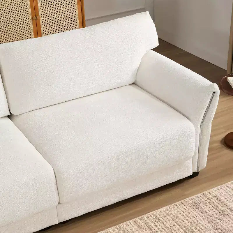 Ensemble de canapé d'angle en forme de L avec pouf, canapé 3 places en chenille avec assise extra-large et USB, 110