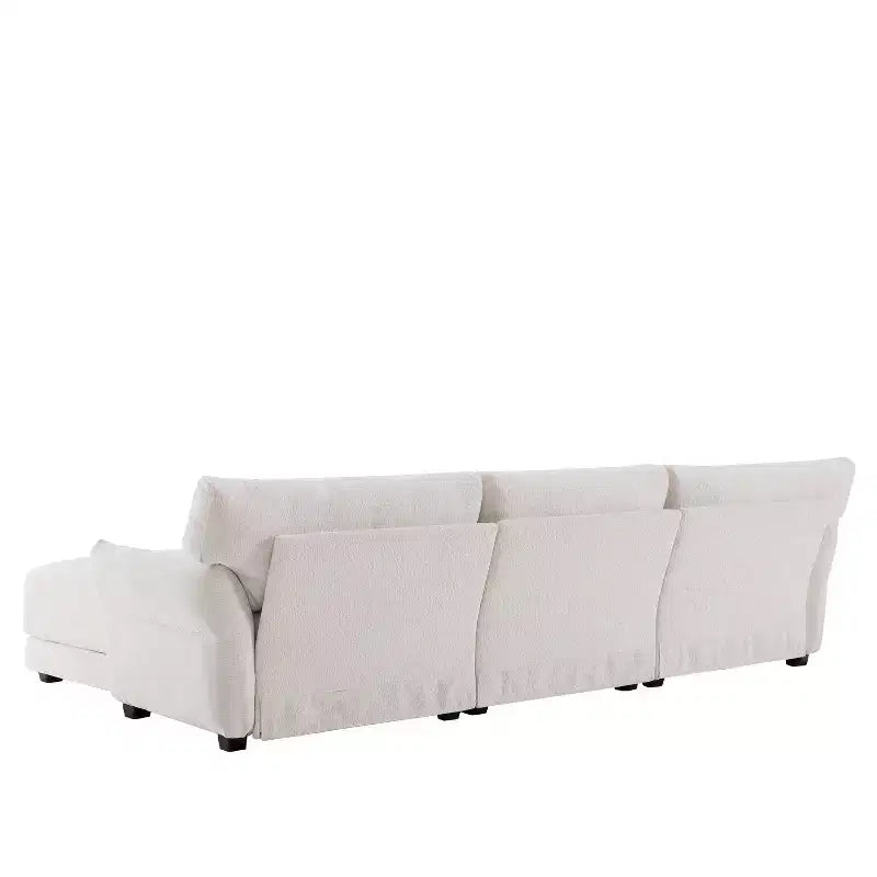Ensemble de canapé d'angle en forme de L avec pouf, canapé 3 places en chenille avec assise extra-large et USB, 110