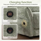 Ensemble de canapé d'angle en forme de L avec pouf, canapé 3 places en chenille avec assise extra-large et USB, 110