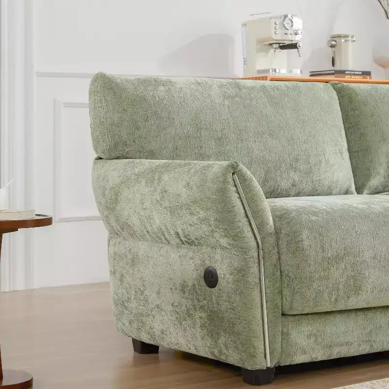 Ensemble de canapé d'angle en forme de L avec pouf, canapé 3 places en chenille avec assise extra-large et USB, 110