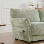 Ensemble de canapé d'angle en forme de L avec pouf, canapé 3 places en chenille avec assise extra-large et USB, 110