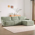 L-Shaped Sectional Sofa Set with Ottoman, 3-Seat Chenille Couch with Extra-Wide Seat and USB, 110
