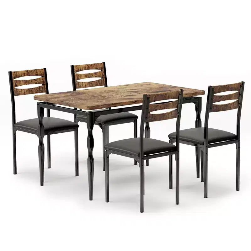 Coolmee Ensemble table et 4 chaises de salle à manger, style industriel, pour cuisine, salle à manger, appartement