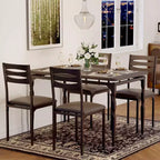 Coolmee Ensemble table et 4 chaises de salle à manger, style industriel, pour cuisine, salle à manger, appartement
