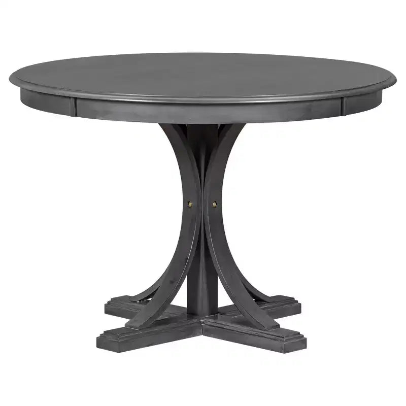 Ensemble de table à manger ronde pour 4 personnes, 5 pièces, style rétro, avec 4 chaises rembourrées