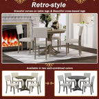 Ensemble de table à manger ronde pour 4 personnes, 5 pièces, style rétro, avec 4 chaises rembourrées
