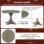 Ensemble de table à manger ronde pour 4 personnes, 5 pièces, style rétro, avec 4 chaises rembourrées