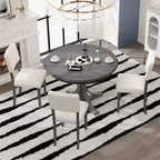 Ensemble de table à manger ronde pour 4 personnes, 5 pièces, style rétro, avec 4 chaises rembourrées