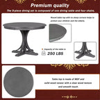 Ensemble de table à manger ronde pour 4 personnes, 5 pièces, style rétro, avec 4 chaises rembourrées