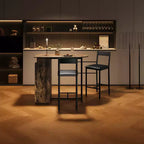 Ensemble de table de bistrot de ferme 3 pièces pour 2 avec étagères de rangement, table hauteur comptoir et 2 chaises en cuir PU, ensemble de table de salle à manger de cuisine