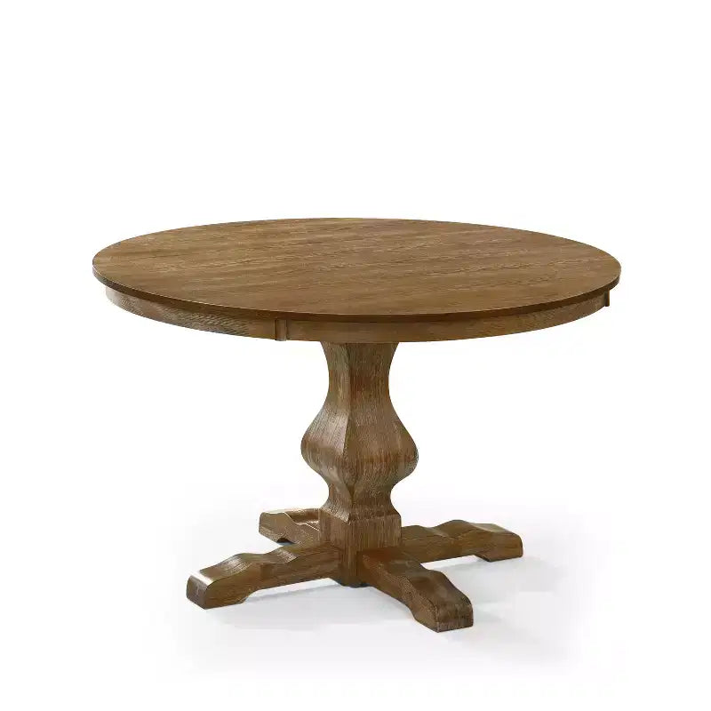 Christopher Knight Home Remuda Ensemble de salle à manger circulaire 5 pièces en tissu, bois et rotin, style campagnard français