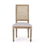 Christopher Knight Home Remuda Ensemble de salle à manger circulaire 5 pièces en tissu, bois et rotin, style campagnard français