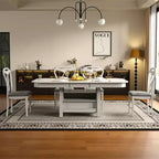 Ensemble de salle à manger extensible VECELO 5/7 pièces, table en bois d'hévéa avec 4/6 chaises de salle à manger rembourrées sans accoudoirs pour la cuisine, gris