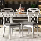 Ensemble de salle à manger extensible VECELO 5/7 pièces, table en bois d'hévéa avec 4/6 chaises de salle à manger rembourrées sans accoudoirs pour la cuisine, gris