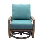 Ensemble deux pièces fauteuil à bascule pivotant et pouf Courtyard Casual Avalon en teck FSC
