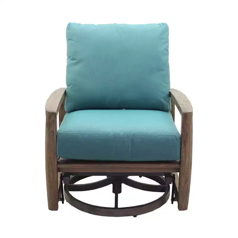 Ensemble deux pièces fauteuil à bascule pivotant et pouf Courtyard Casual Avalon en teck FSC