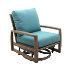 Ensemble deux pièces fauteuil à bascule pivotant et pouf Courtyard Casual Avalon en teck FSC