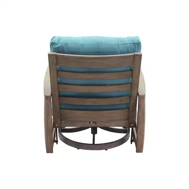Ensemble deux pièces fauteuil à bascule pivotant et pouf Courtyard Casual Avalon en teck FSC