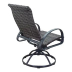 Ensemble de foyer carré 5 pièces Courtyard Casual Santa Fe avec fauteuils à bascule en osier pivotants Comprend un foyer carré et quatre fauteuils à bascule pivotants avec sièges en osier