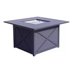 Ensemble de foyer carré 5 pièces Courtyard Casual Santa Fe avec fauteuils à bascule en osier pivotants Comprend un foyer carré et quatre fauteuils à bascule pivotants avec sièges en osier