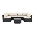 LAUSAINT HOME 7-Piece Wicker Conversation Set with Beige Cushions