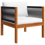 vidaXL Salon de jardin 7 pièces en bois d'acacia massif avec coussins crème – Ensemble de mobilier de jardin rustique et résistant aux intempéries avec table, canapés et fauteuil.
