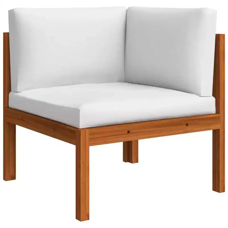 vidaXL Salon de jardin 7 pièces en bois d'acacia massif avec coussins crème – Ensemble de mobilier de jardin rustique et résistant aux intempéries avec table, canapés et fauteuil.