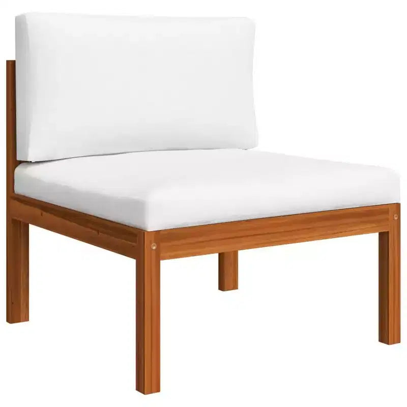 vidaXL Salon de jardin 7 pièces en bois d'acacia massif avec coussins crème – Ensemble de mobilier de jardin rustique et résistant aux intempéries avec table, canapés et fauteuil.