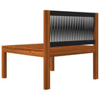 vidaXL Salon de jardin - 7 pièces avec coussins crème - Bois d'acacia massif - Comprend un canapé d'angle, un canapé central, une table - Design rustique