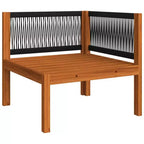vidaXL Salon de jardin - 7 pièces avec coussins crème - Bois d'acacia massif - Comprend un canapé d'angle, un canapé central, une table - Design rustique