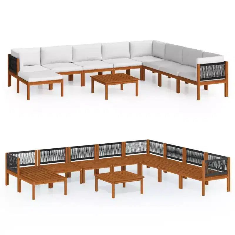 vidaXL Patio Lounge Set Outdoor Sectional Sofa with Cushions Solid Acacia Wood
