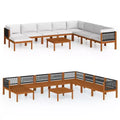 vidaXL Patio Lounge Set Outdoor Sectional Sofa with Cushions Solid Acacia Wood