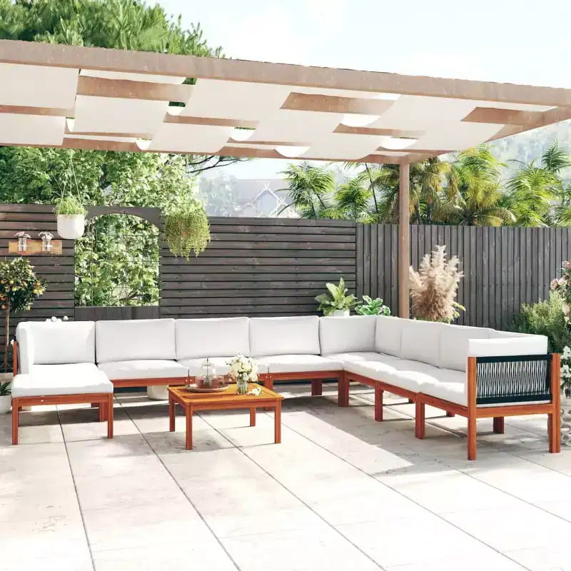 vidaXL Salon de jardin modulaire avec coussins en bois d'acacia massif