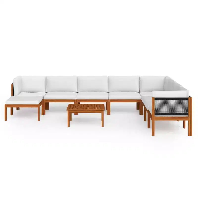 vidaXL Salon de jardin modulaire avec coussins en bois d'acacia massif