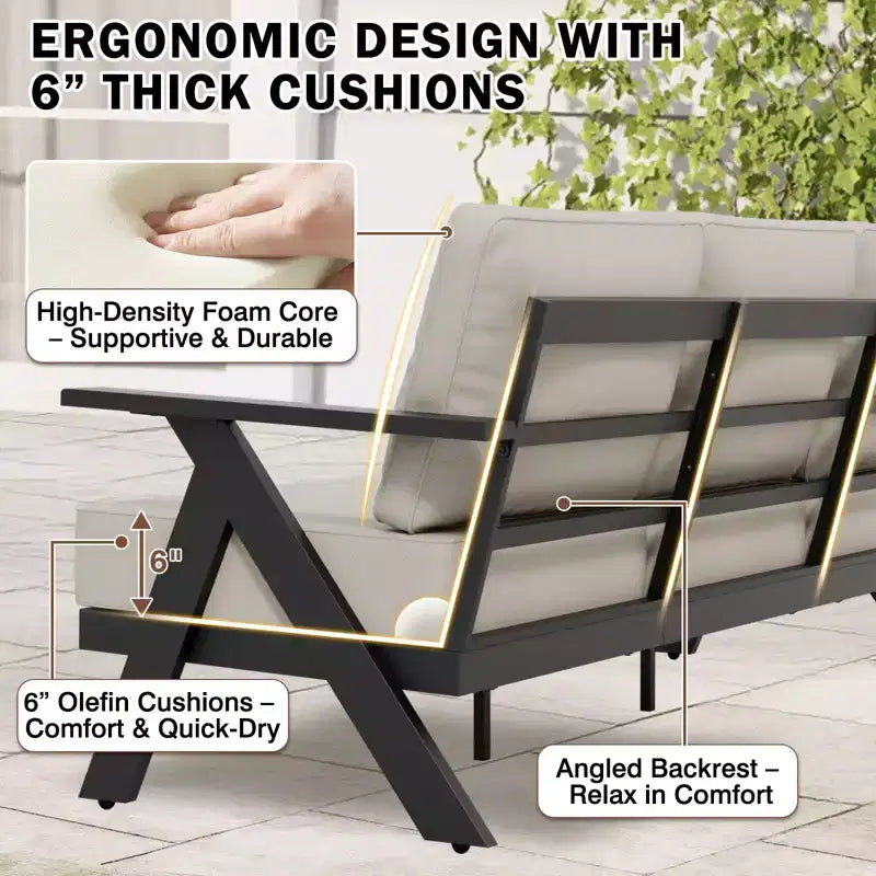 Ensemble de mobilier de jardin moderne EAGLE PEAK Urban Slate 7 pièces : canapé, fauteuils de patio, table basse et table d'appoint