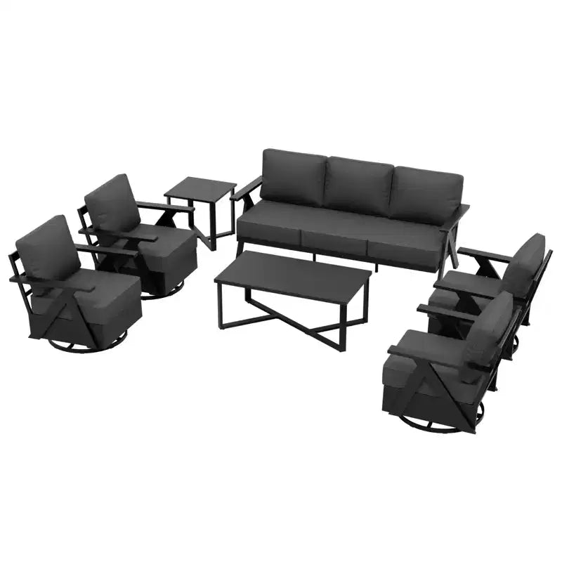 Ensemble de mobilier de jardin moderne EAGLE PEAK Urban Slate 7 pièces : canapé, fauteuils de patio, table basse et table d'appoint