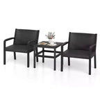 Costway Ensemble de Meubles de Patio 3 Pièces avec 2 Fauteuils en Rotin Modernes et Table d'Appoint 25 Squire Noir/Gris