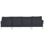 Karl Home | Canapé d'angle en U 3 places en polyester blanc cassé avec accoudoirs surmatelassés de 110 po de large