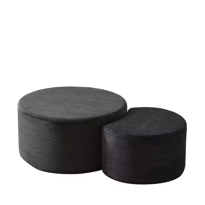Tables basses gigognes rondes (lot de 2), tables polyvalentes rembourrées en mousse pour salon, tables d'appoint, poufs ou tables de chevet