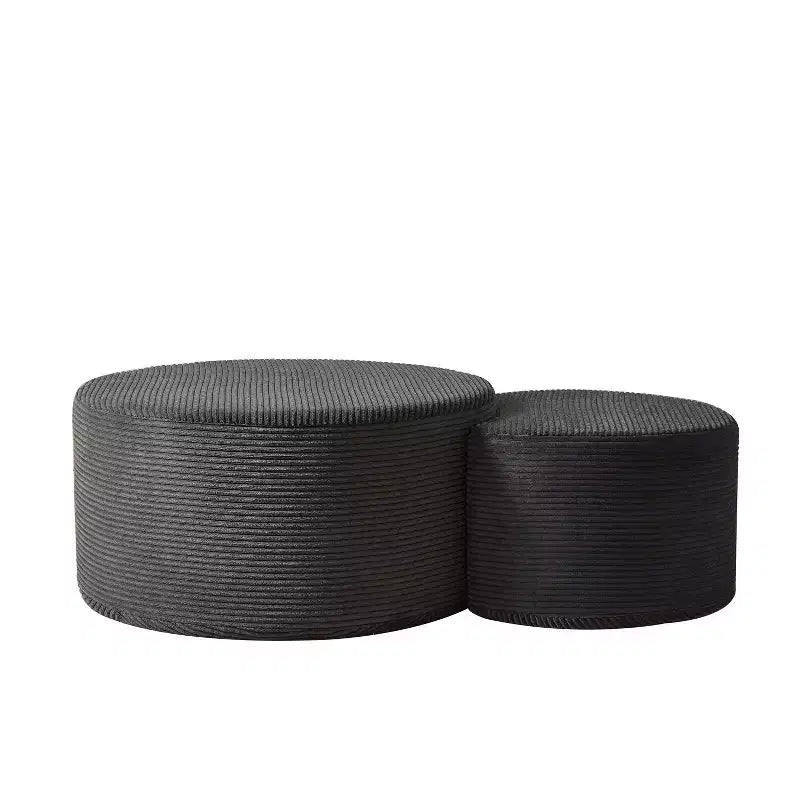 Tables basses gigognes rondes (lot de 2), tables polyvalentes rembourrées en mousse pour salon, tables d'appoint, poufs ou tables de chevet