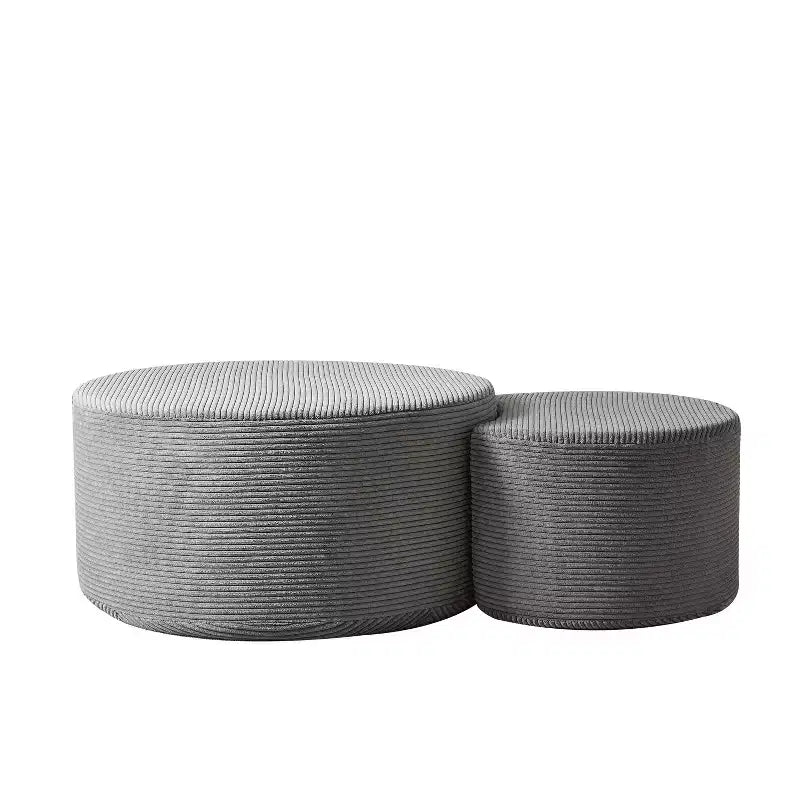 Tables basses gigognes rondes (lot de 2), tables polyvalentes rembourrées en mousse pour salon, tables d'appoint, poufs ou tables de chevet